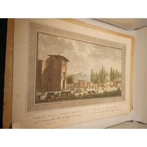 Engraving/Print By Giuseppe Zocchi  Of Porta S. Gallo & Porta Romana Antique